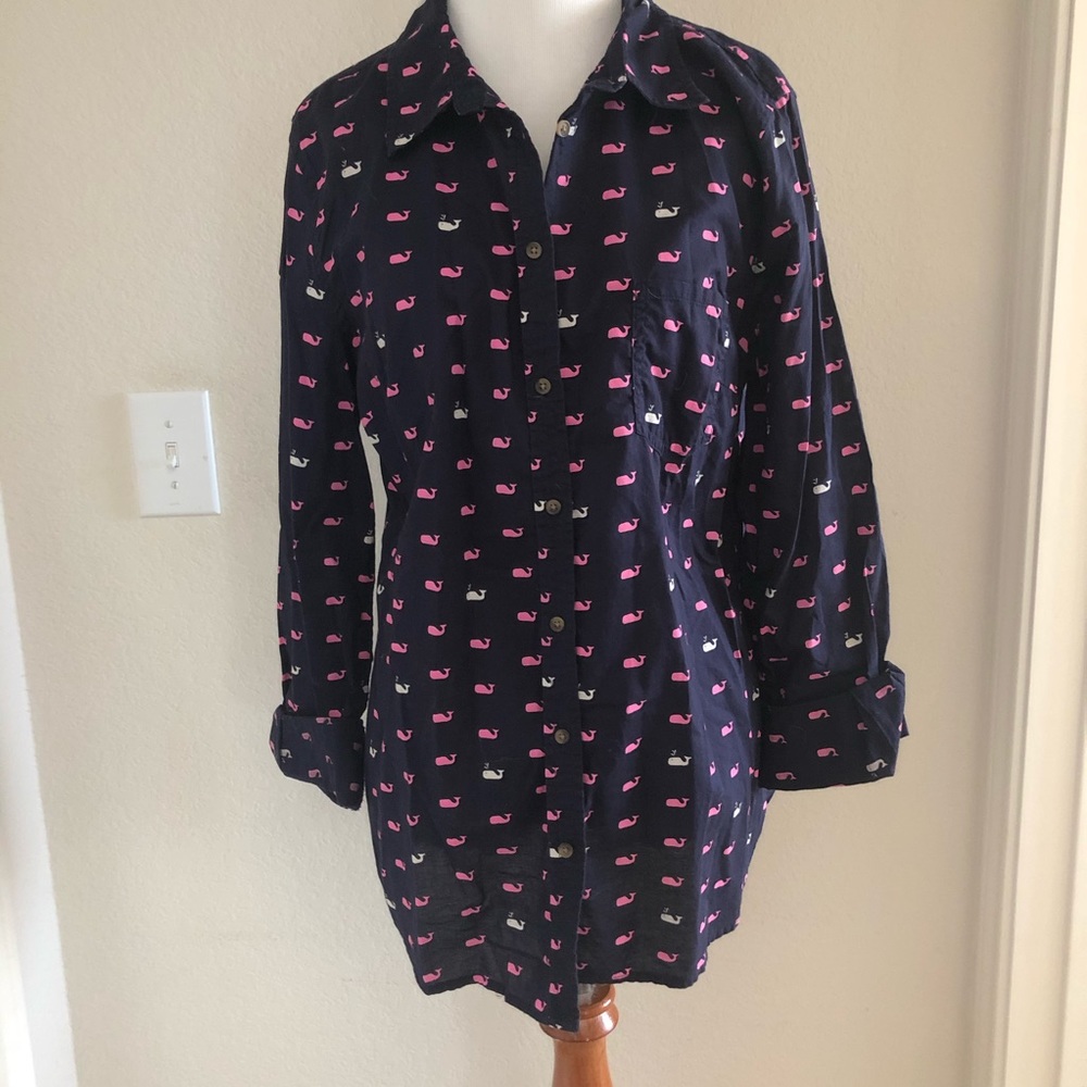 Vineyard Vines Inspired Whale Button Up Top